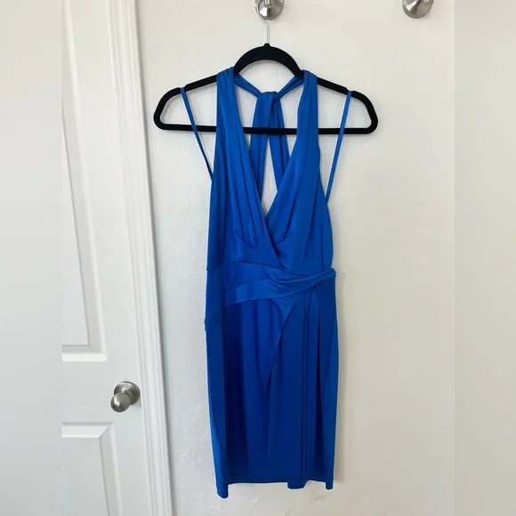BCBGMaxAzria | Dresses | Blue Bcbgmaxazria Halter Dress Xs | Poshmark